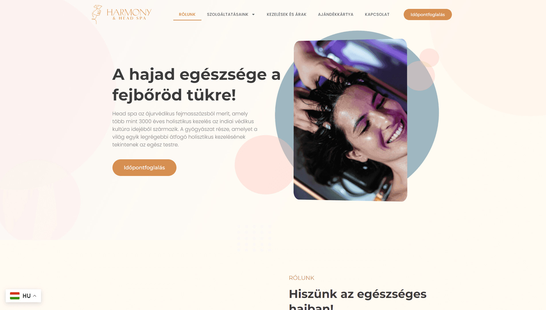 Harmony & Head Spa weboldal referencia
