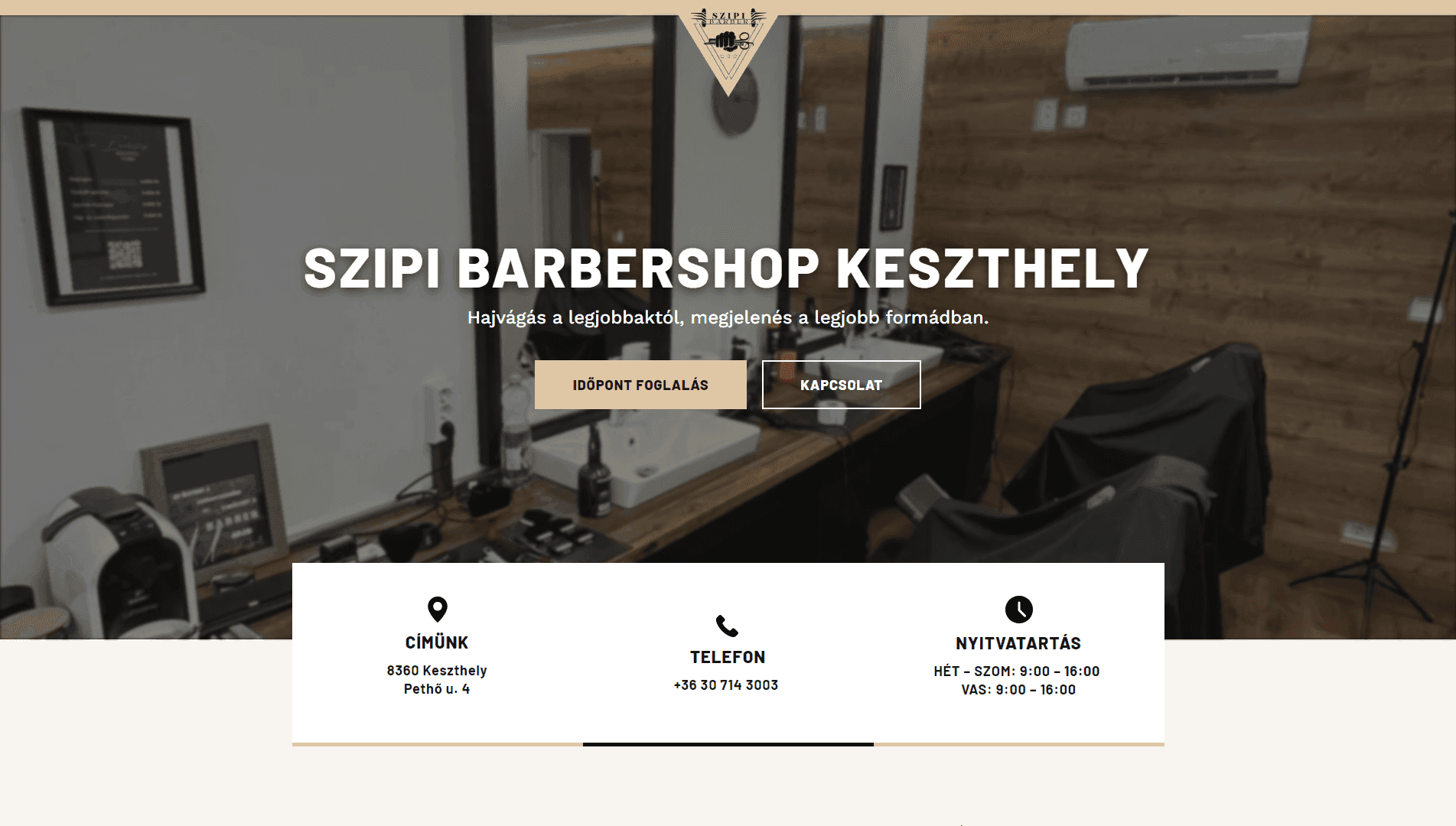 Szipi Barbershop weboldal referencia